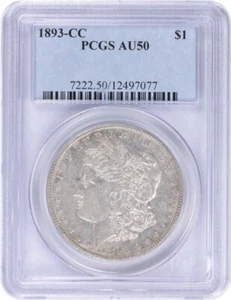 1893-CC Morgan Silver Dollar AU50 PCGS - Picture 1 of 4