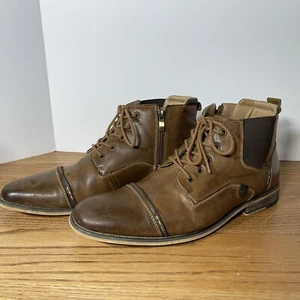 Steve Madden Harrisen Cognac Leather P-jack Brown Boots Men's Size 11.5 - Picture 1 of 7