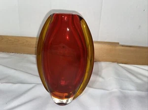 Vaso decorativo in vetro Sunfire TearDrop centrotavola rosso e oro - Foto 1 di 5
