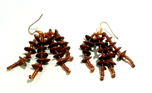 Vintage Ohrringe braun Perlen und Holz Art Deco - Bild 1 von 4