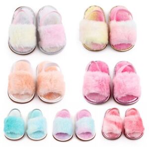 Indoor Baby Girls Plush Sandals Colour Matching Soft Crib Shoes Pram Shoes 0-18M