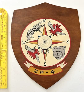 Vintage U.S. Navy ZP-4 Antisubmarine Blimp Squadron HAND-PAINTED Insignia Plaque - Picture 1 of 8