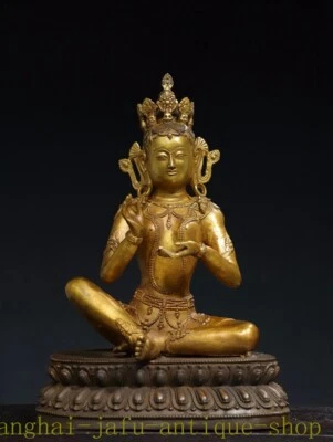 Estatua de Buda de la diosa Tara Kwan-yin verde bronce templo budismo tibetano 19" Foto 1 de 4