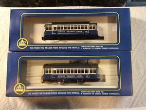 Vintage Set AHM HO Birney Trolley Car # 5301 & Coach United Transit Lines - Picture 1 of 5