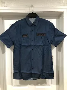 ALTAMONT Short Sleeve Button Down Shirt Men's Navy Blue 2 Front Pockets Size L - Picture 1 of 8