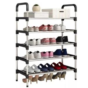 5-Tier Extendable Metal Shoe Rack Stand Space Saving Storage Organiser Shelf DIY - Picture 1 of 9