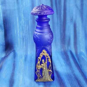 Blue Goddess Venus Pewter Glass Perfume Bottle - Picture 1 of 6