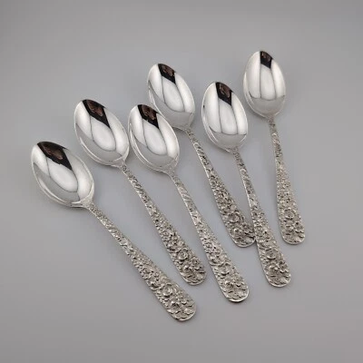 Juego de 6 cucharaditas Stieff Rose de plata de ley - 5 7/8" Foto 1 de 4