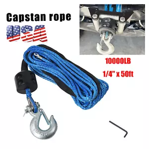 10000LB Synthetic Winch Tow Rope Recovery Cable Off-road Wire 1/4" x 50ft US - Picture 1 of 13
