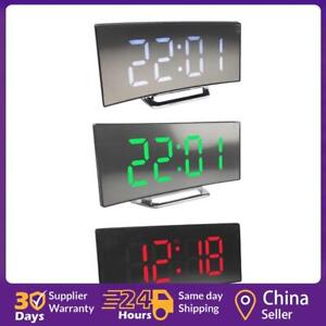 Intelligent Electric Alarm Clock ABS Curved Mirror Clock Bedroom Home Decoration