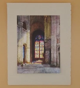 Vintage Foil Christmas Card Front, Church Stained Glass Window - No Back - Picture 1 of 2