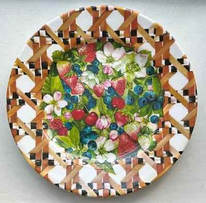 MacKenzie-Childs Berries & Blossoms Melamine 12” Charger/Serving Plate 4 avl - Picture 1 of 3
