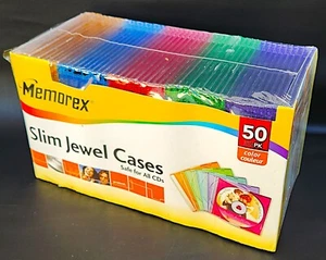 MEMOREX 50 Count Multi-Color Slim Jewel Cases [CD/ CD-Rom/ CD-R/ CD-RW] (NIP) - Picture 1 of 4