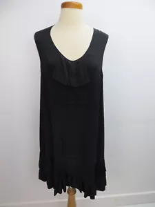 Tracy Reese Dress Black Size 8 Sleeveless Ruffles Keyhole Back 100% Silk - Picture 1 of 5