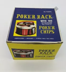 Vintage Poker Chip Rack 100 ineinandergreifende Chips Made in Hong Kong - Bild 1 von 2