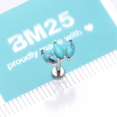 Labret triple marquesa turquesa roscado interno de titanio grado implante Foto 1 de 4