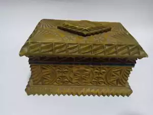 Antica scatola cinese in legno intagliato vintage - Foto 1 di 11