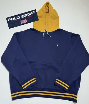 Sudadera con Capucha Vintage Años 90 Polo Sport Ralph Lauren Pullover Varsity Henley XL Foto 1 de 4