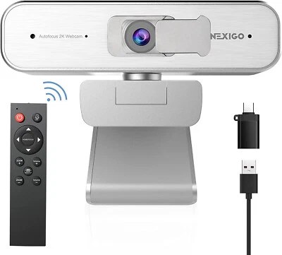 Webcam NexiGo N940P Silver 2K 1080P 60FPS Zoom 3X con telecomando Doppio Mic