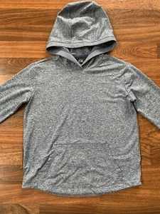 Athleta Girl Blue Gray Heather Pullover Hoodie 7 Athletic Soft Hooded Shirt - Picture 1 of 5