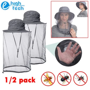1/2 Pack Mosquito Net Hat Head Face Bugs Bees Mesh Protection for Hiking Fishing - Picture 1 of 11