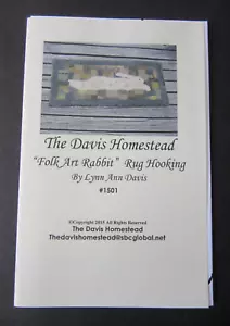 The Davis Homestead #1501 FOLK ART RABBIT Rug Hooking paper Pattern 15" x 32" - Picture 1 of 6