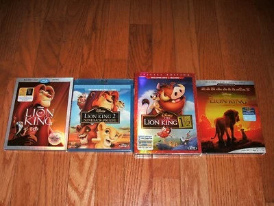 Brand New. Disney's The Lion King set of 4 on Blu-ray/DVD. Trilogy + Live Action - Image 1 of 2