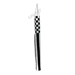 Black and White Checkered Flag Windsock 5ft Long Shiny Poly Windsock - Picture 1 of 2