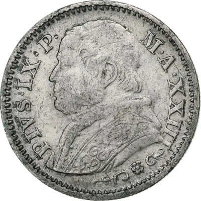 [#1285459] Papal States, Pius IX, 10 Soldi, 1868, Rome, Silver, EF, KM:1386.1 - Image 1 of 2