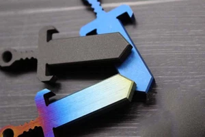 Titanium Alloy Sword Shape Crowbar Pendant Pry Bar Key chain Keyring Necklace - Picture 1 of 8