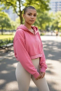 Free People Movement Damen Grand Slam V-Ausschnitt Cropped Hoodie Hot Pink Medium - Bild 1 von 13