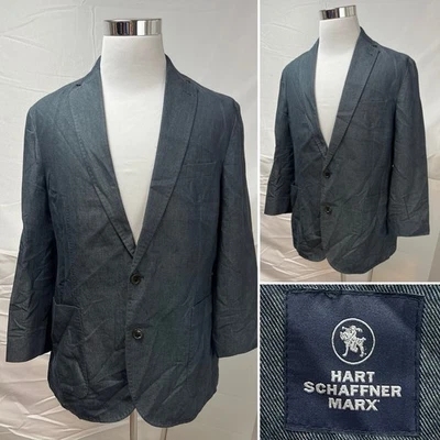 Chaqueta Blazer Abrigo Deportivo Chino Hart Schaffner Marx Para Hombre L Gris Lino Algodón Foto 1 de 4