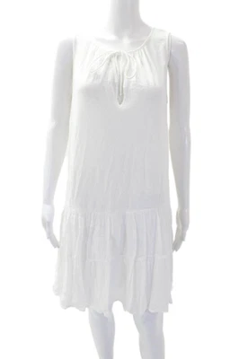Velvet Womens Cotton Sleeveless V-neck Casual Short Dress White Size M - Image 1 of 4