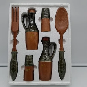 Continental Tisch Set Vintage Retro Salz Pfeffer Salat Öl Dressings - Bild 1 von 7