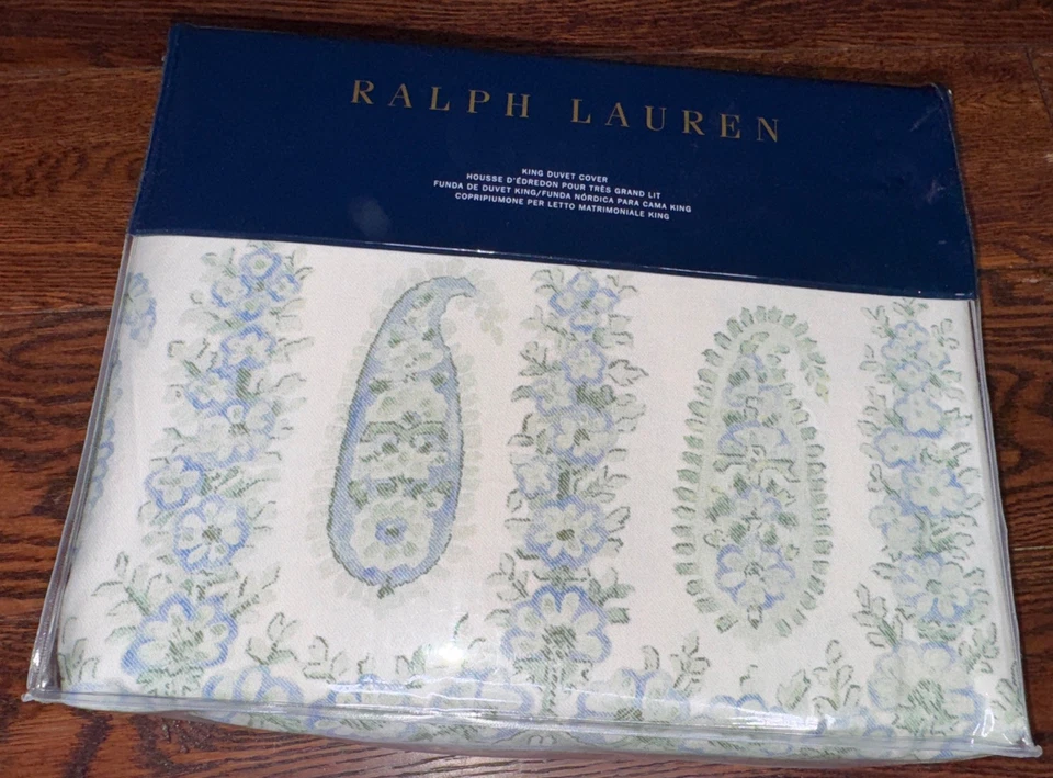 Nueva funda nórdica floral Ralph Lauren CAMILE Sage Chambray cachemir - King Foto 1 de 4