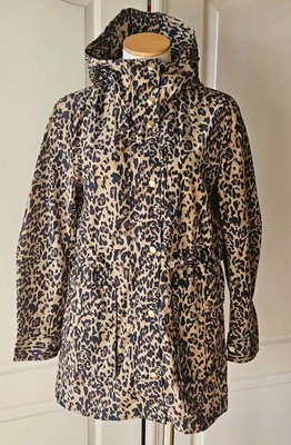 NUEVO J.Crew Talla XS Abrigo de Lluvia Perfecto Chaqueta Con Capucha Leopardo Estampado Animal Nuevo con Etiquetas Foto 1 de 4
