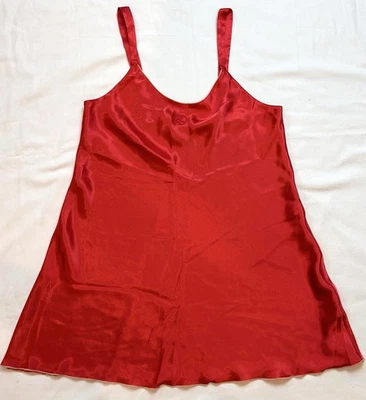 Oscar De La Renta Rosa Etiqueta Satén Slip Chemise M Rojo Camisón San Valentín Navidad Foto 1 de 4