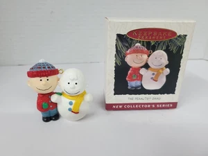 Charlie Brown & Snowman 1993 sello recuerdo adorno The Peanuts Gang - Imagen 1 de 5