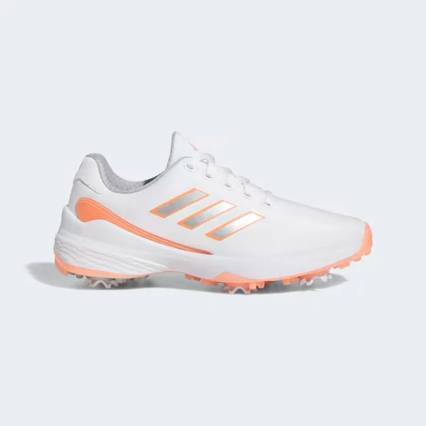 NUEVO Zapatos de golf Adidas ZG23 para mujer blancos/plateados metálicos/coral talla 7,5 M Foto 1 de 1