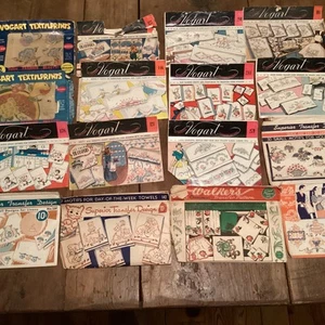 Lot 16 Vtg Embroidery Transfer Cross Stitch Patterns  Towles Pillow Case Apron - Picture 1 of 9