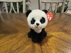 VelveTy Panda Ming Plush Stuffed Animal 7" Big Sparkle Eyes Black n White NWT Ty - Picture 1 of 2