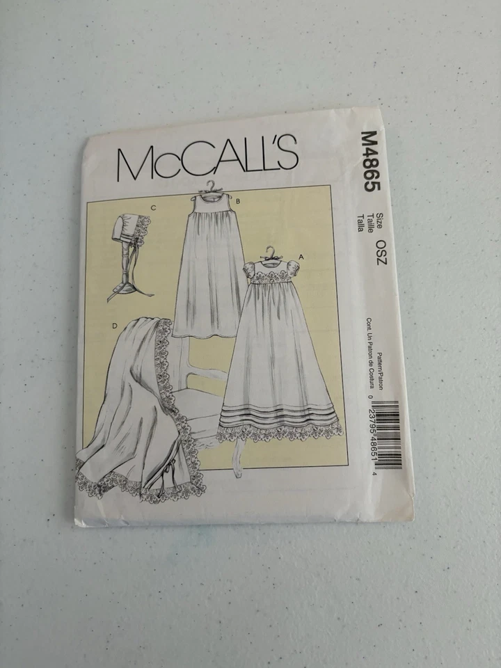 McCall’s M4865 Infant’s Dress, Slip, Bonnet and Blanket Size OSZ - Image 1 of 2