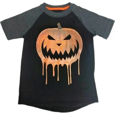 Boys Black Bleeding Jack O' Lantern Halloween T-Shirt Glows Tee Shirt Large - Image 1 of 4