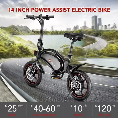 14" Folding Electric Bike for Adults 250W 25KMH Commuter City E-bike 60KM range - Image 1 of 4