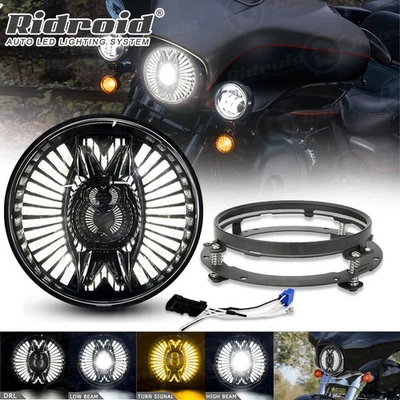 Faro LED DRL de 7 pulgadas + anillo de montaje de soporte para Harley Street Glide FLHX Foto 1 de 4