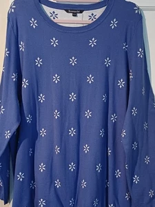 Bonmarche Jumper Blue Purple Floral Snowflake Long Sleeve Size UK 24/26 New - Picture 1 of 6