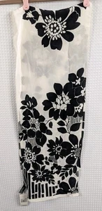 Jones New York 100% Silk White & Black Floral Neck Scarf 54" x 10" NWT - Picture 1 of 6