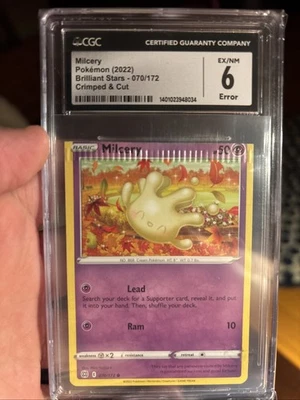 Milcery 070/172 - Brilliant Stars - CGC EX/NM 6 - Major Crimped + Cut Error - Image 1 of 3