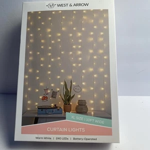 10’x5’ LED Curtain String Lights Warm White - West & Arrow Holiday Christmas - Picture 1 of 9