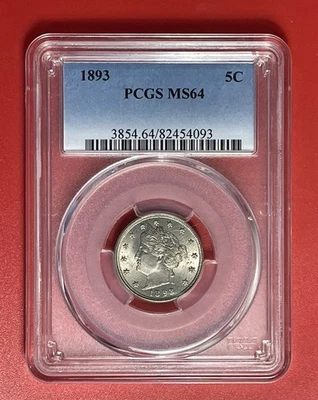 1893 P Liberty “V” Nickel, PCGS graded MS64.  Well Struck. - Image 1 of 4